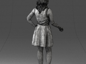 girl in white dress 0478 Model 3D