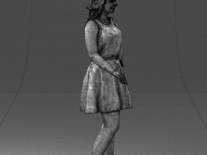 girl in white dress 0478 Model 3D