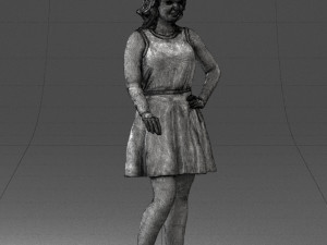 girl in white dress 0478 Model 3D