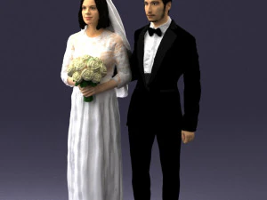 bride and groom brunettes 0481 3D Model