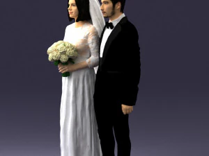 bride and groom brunettes 0481 3D Model