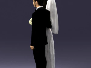 bride and groom brunettes 0481 3D Model