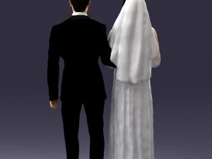 bride and groom brunettes 0481 3D Model