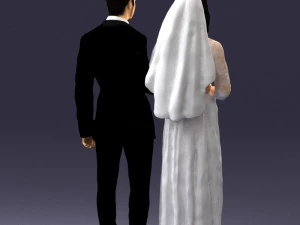 bride and groom brunettes 0481 3D Model
