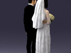 bride and groom brunettes 0481 3D Model