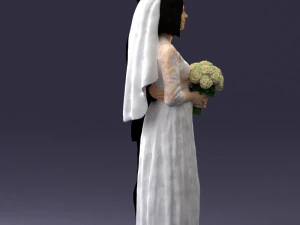 bride and groom brunettes 0481 3D Model