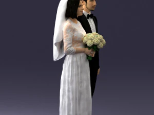 bride and groom brunettes 0481 3D Model