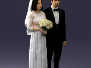 bride and groom brunettes 0481 3D Model