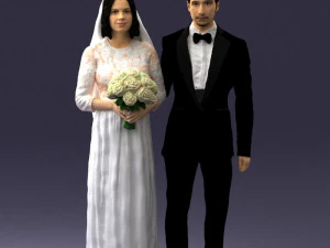 bride and groom brunettes 0481 3D Model