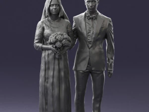 bride and groom brunettes 0481 3D Model