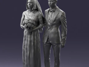 bride and groom brunettes 0481 3D Model