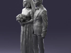 bride and groom brunettes 0481 3D Model