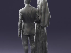 bride and groom brunettes 0481 3D Model