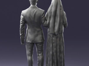 bride and groom brunettes 0481 3D Model