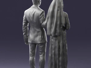 bride and groom brunettes 0481 3D Model
