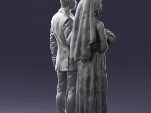 bride and groom brunettes 0481 3D Model