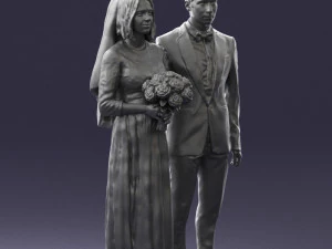 bride and groom brunettes 0481 3D Model