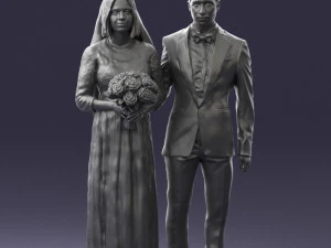 bride and groom brunettes 0481 3D Model