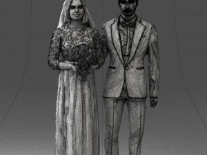 bride and groom brunettes 0481 3D Model