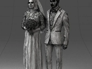 bride and groom brunettes 0481 3D Model