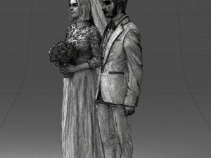 bride and groom brunettes 0481 3D Model