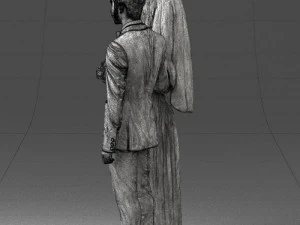 bride and groom brunettes 0481 3D Model