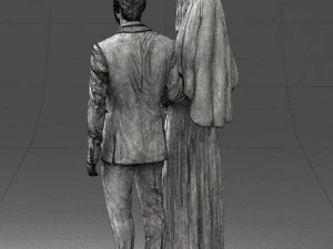 bride and groom brunettes 0481 3D Model