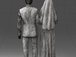 bride and groom brunettes 0481 3D Model