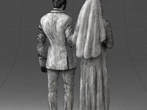bride and groom brunettes 0481 3D Model