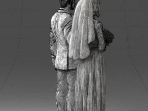bride and groom brunettes 0481 3D Model