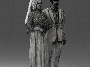 bride and groom brunettes 0481 3D Model