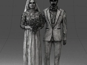 bride and groom brunettes 0481 3D Model
