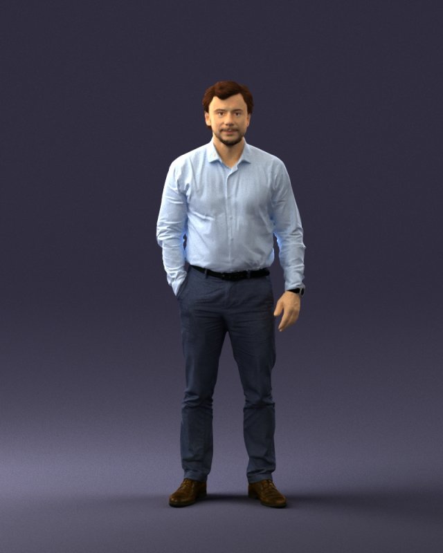 man in blue shirt 0492 3D Model .c4d .max .obj .3ds .fbx .stl .blend 