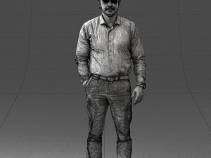 man in blue shirt 0492 3D Model