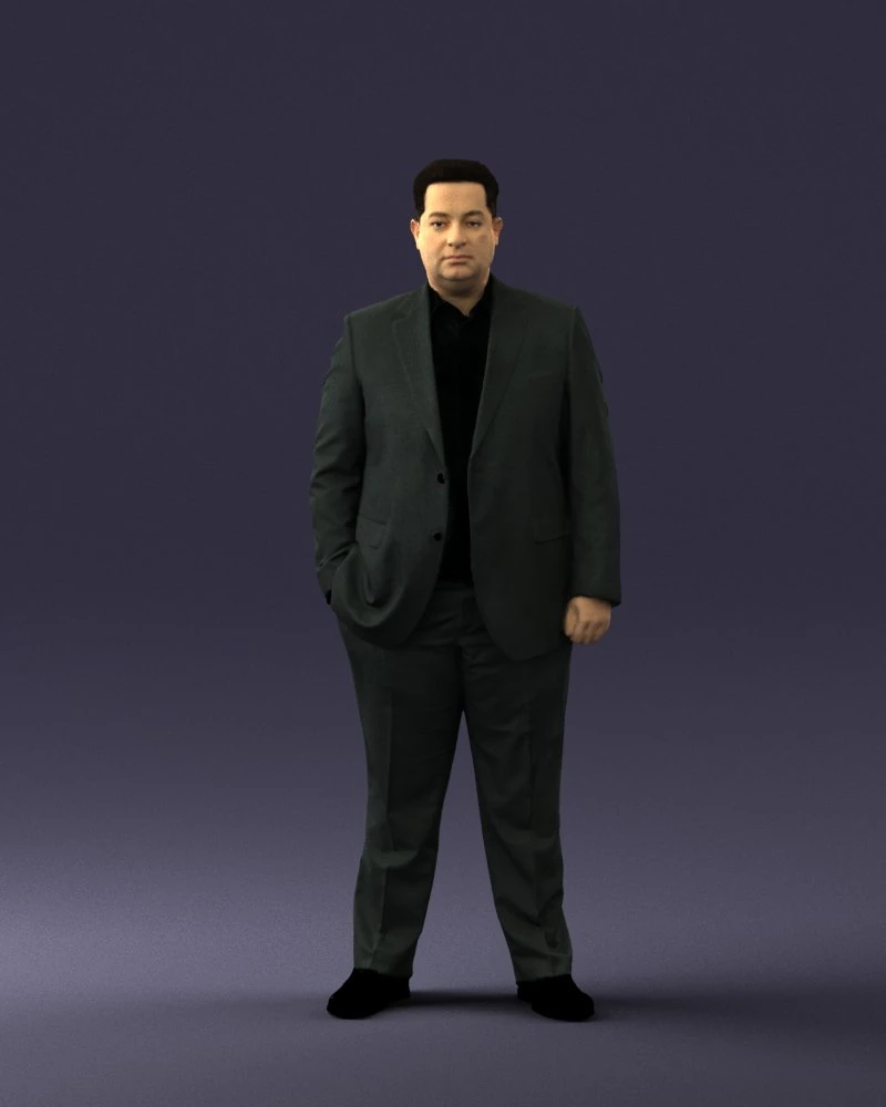 fat man in suit 0490 3D Model .c4d .max .obj .3ds .fbx .stl .blend