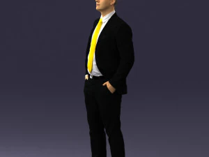 man in suit and yellow tie 0489 3D Model