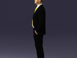 man in suit and yellow tie 0489 3D Model
