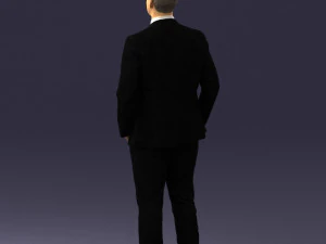 man in suit and yellow tie 0489 3D Model