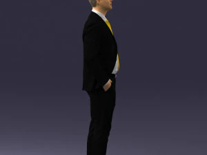 man in suit and yellow tie 0489 3D Model