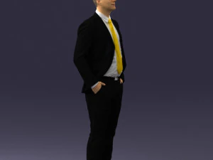 man in suit and yellow tie 0489 3D Model