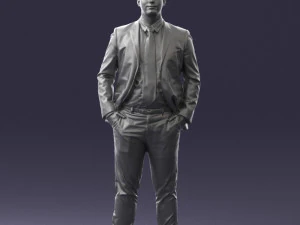 man in suit and yellow tie 0489 3D Model