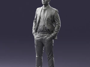 man in suit and yellow tie 0489 3D Model