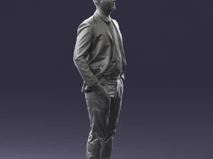 man in suit and yellow tie 0489 3D Model