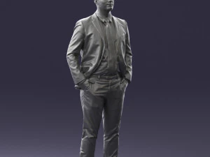 man in suit and yellow tie 0489 3D Model