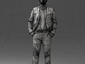 man in suit and yellow tie 0489 3D Model
