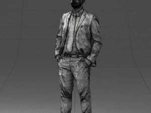 man in suit and yellow tie 0489 3D Model