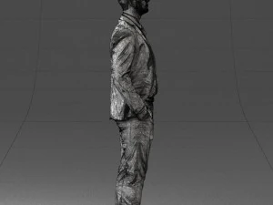 man in suit and yellow tie 0489 3D Model