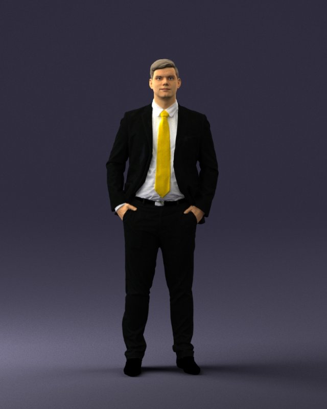 man in suit and yellow tie 0489 3d print ready 3Dプリントモデル .c4d .max .obj .3ds .fbx .stl .blend 