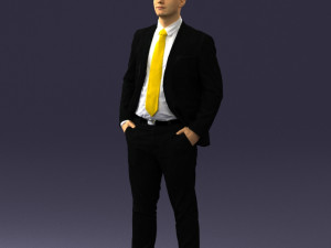 man in suit and yellow tie 0489 3d print ready 3Dプリントモデル