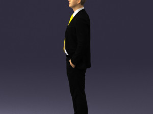 man in suit and yellow tie 0489 3d print ready 3Dプリントモデル